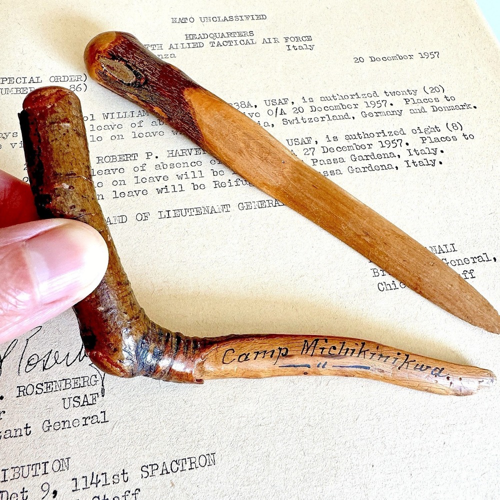 VTG Antique Camp Michikinikwa Indiana Carved Letter‎ Opener Chief Little Turtle